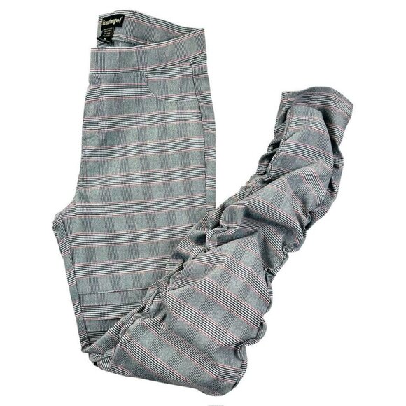 Like An Angel Women's Gray Plaid Moto-Style Skinny Pants XL - Picture 1 of 8